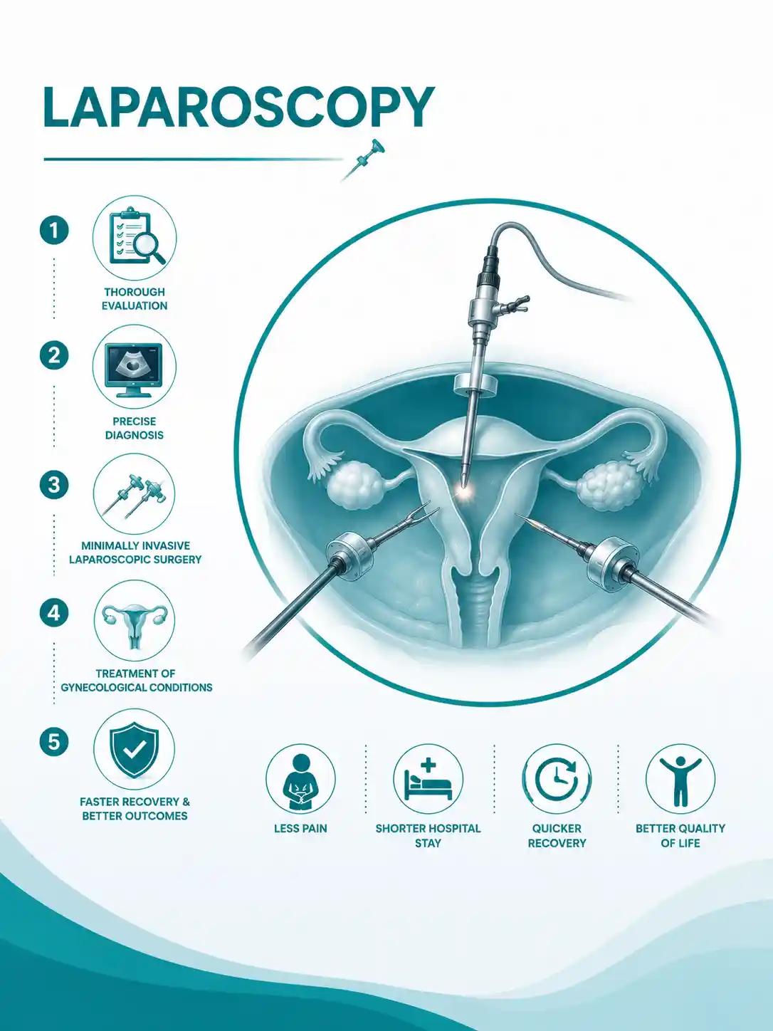 Laparoscopy by Dr. Kumudini Chauhan (FMAS) at Ganga Laxmi IVF, Lucknow — minimally invasive surgery for gynaecological fertility conditions