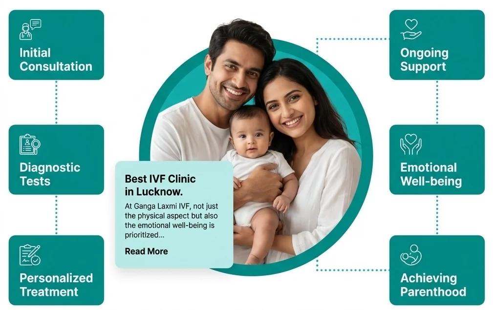 Ganga Laxmi IVF, Gomtinagar, Lucknow — fertility care including IVF, IUI, and ICSI with Dr. Kumudini Chauhan (MBBS, MS, DNB, FMAS)